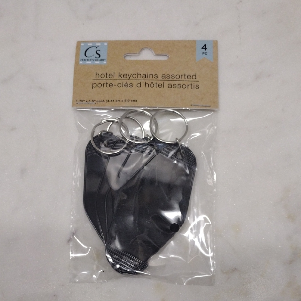 Hotel Keychains Assorted - Black Package of 4